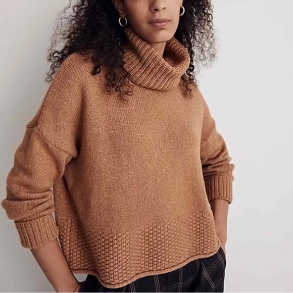 Madewell Sweaters - Madewell Womens Sadler Wool Turtleneck Sweater in Heather Camel Tan Size Large